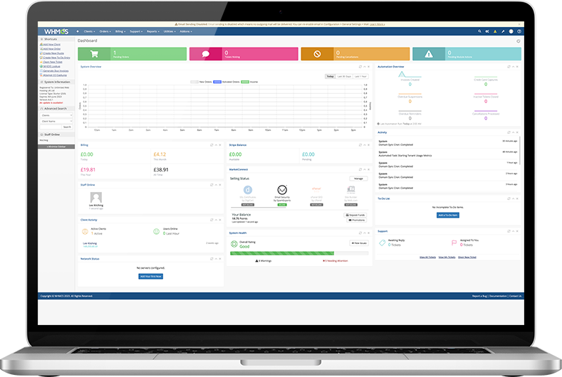 WHMCS Dashboard